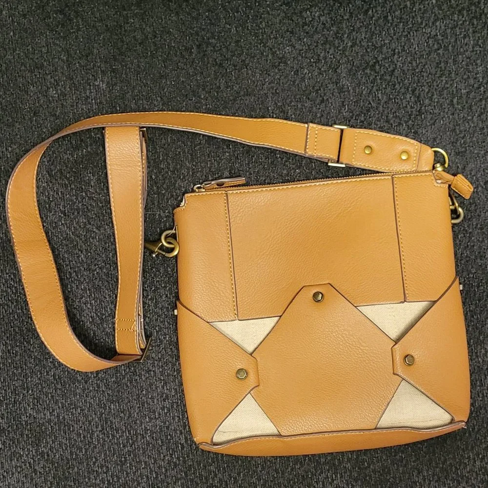 LIKE NEW Canvas and Faux Leather Crossbody Bag - Picture 1 of 3